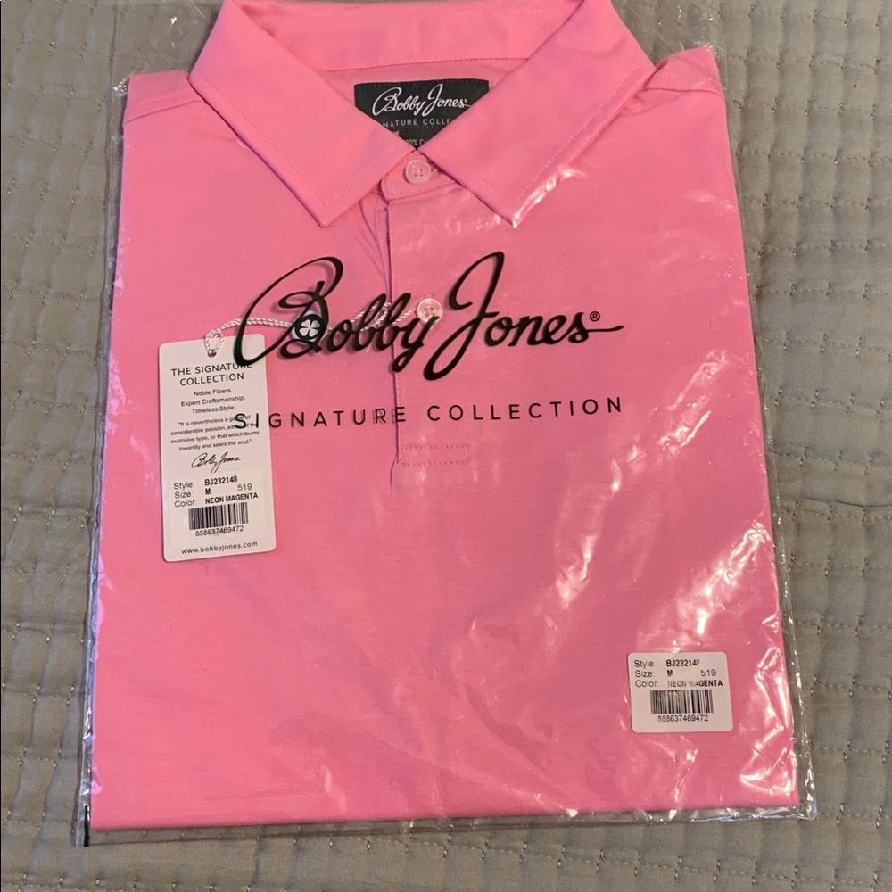 Bobby Jones Signature Pink Polo Men’s Golf shirt NEW Size Med Real men wear pink